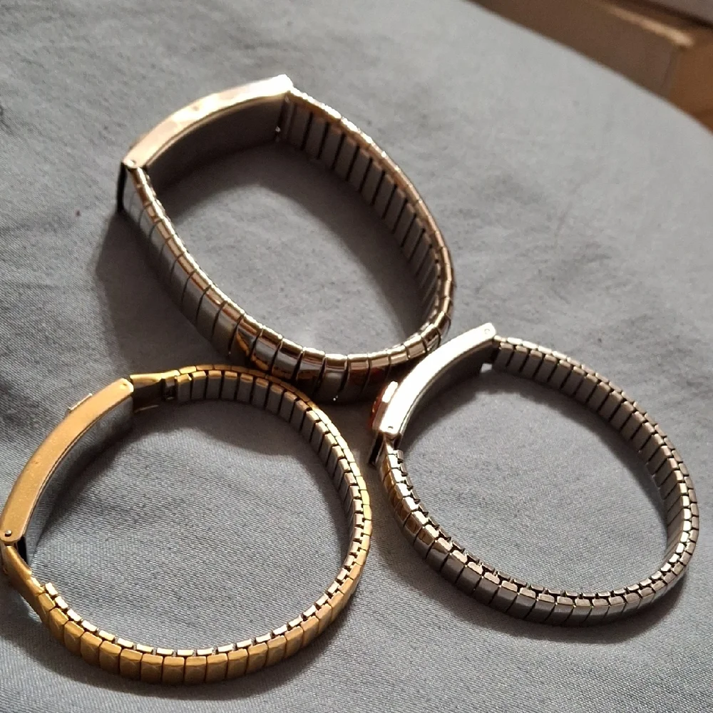 3 Vintage Medical ID Gold and Silver Expandable Bracelet Set (Bra052)